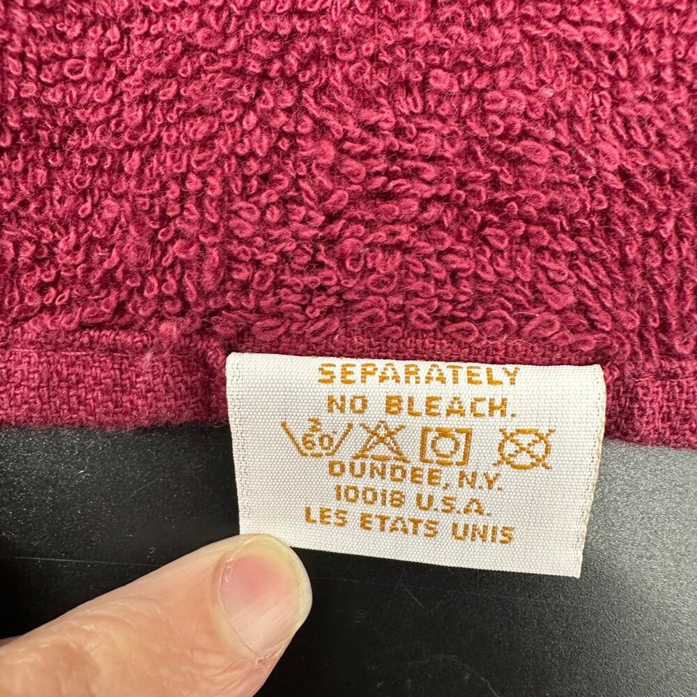 Vintage Burgundy Bath Hand Towel Set Paisley Lace Bow Trim Maroon Red Dundee USA - Picture 8 of 9